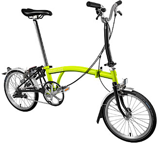 Brompton M Type 3 Speed/Mudguards in Lime/Black- In Stock