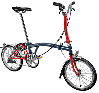 Brompton M Type 3 Speed/Mudguards in Tempest Blue/Red- In Stock