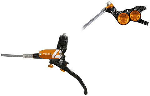 Hope Tech 4 V4 Brake Braided - No Rotor (Black/Orange)