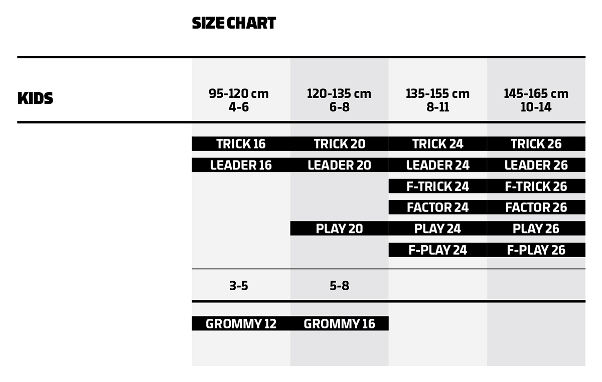 Mondraker 2024 Kids Size Guide