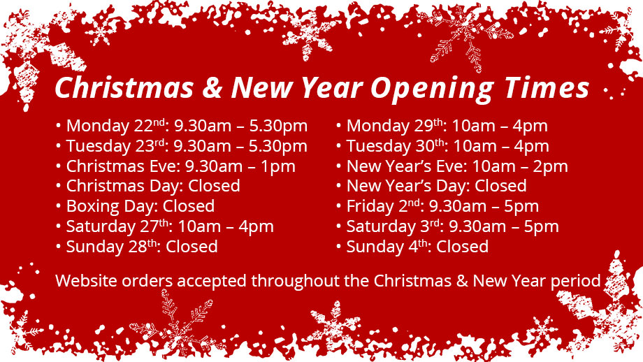 Christmas & New Year Opening Times